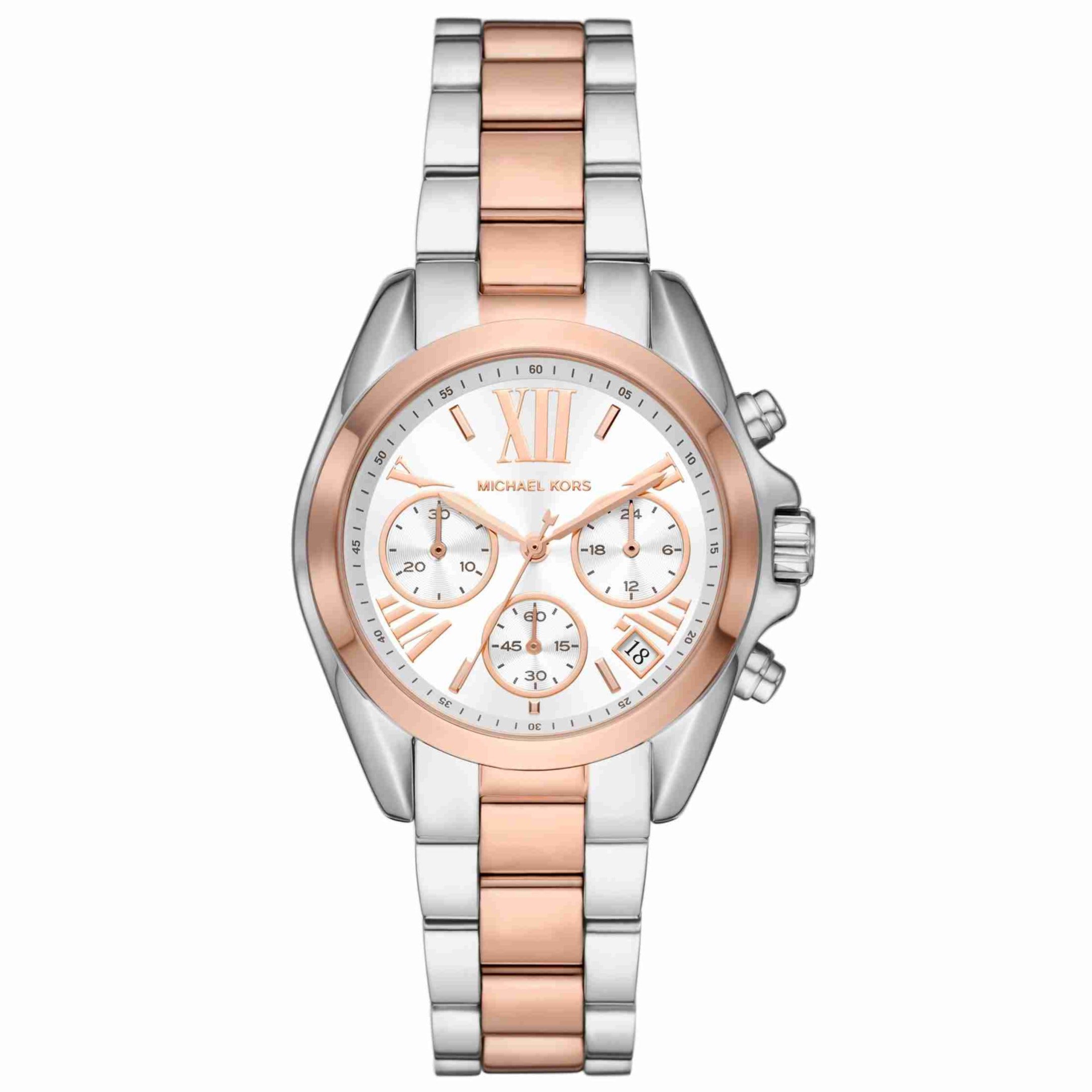 Michael Kors Bradshaw Chronograph White Dial Two Tone Steel Strap Watch For Women - MK7258