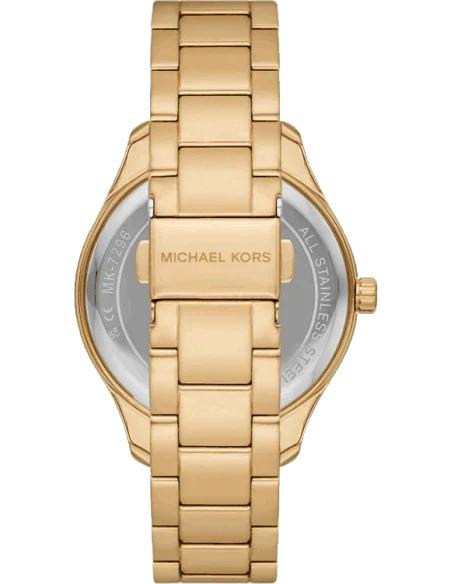 Michael Kors Layton Chronograph Brown Dial Gold Steel Strap Watch For Women - MK7296