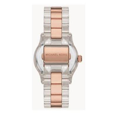 Michael Kors Runway Analog Crystals Rose Gold Dial Two Tone Steel Strap Watch for Women - MK7355