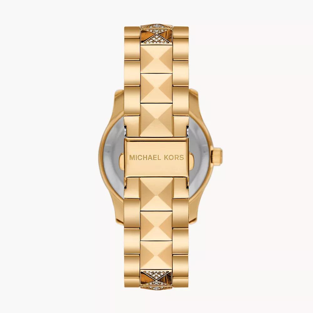 Michael Kors Runway Three Hand Brown Dial Two Tone Steel Strap Watch For Women - MK7389