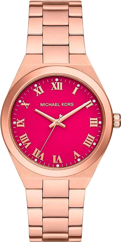 Michael Kors Lennox Analog Pink Dial Rose Gold Steel Strap Watch for Women - MK7462