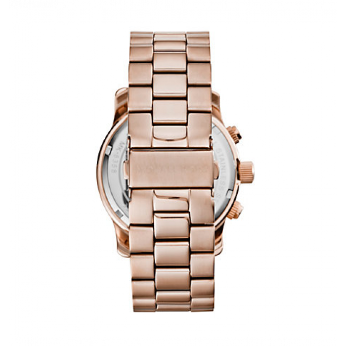 Michael Kors Runway Stop Hunger Quartz Blue Dial Rose Gold Steel Strap Watch For Men - MK8358