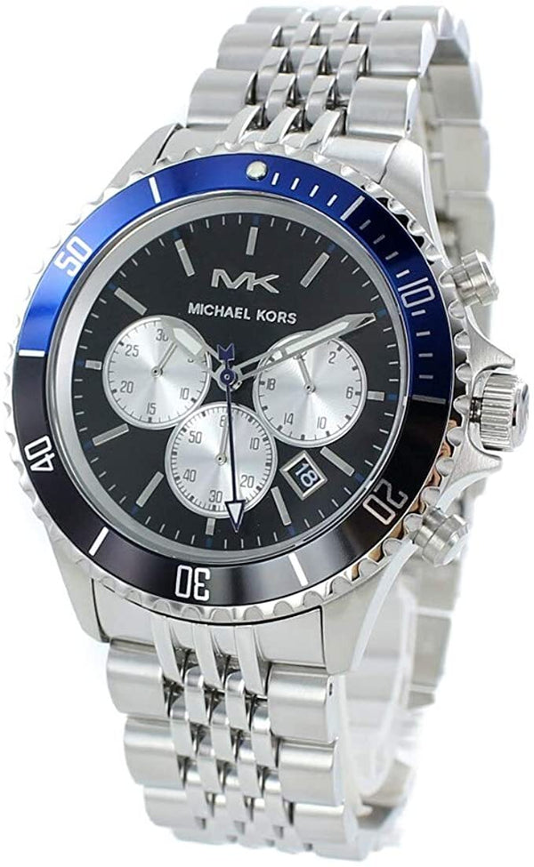 Michael Kors Bayville Chronograph Black Dial Silver Steel Strap Watch For Men - MK8749