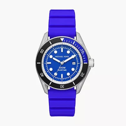 Michael Kors Maritime Three-Hand Analog Blue Dial Blue Silicone Strap Watch for Men - MK9156