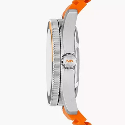 Michael Kors Maritime Three-Hand Analog Black Dial Orange Silicone Strap Watch for Men - MK9157
