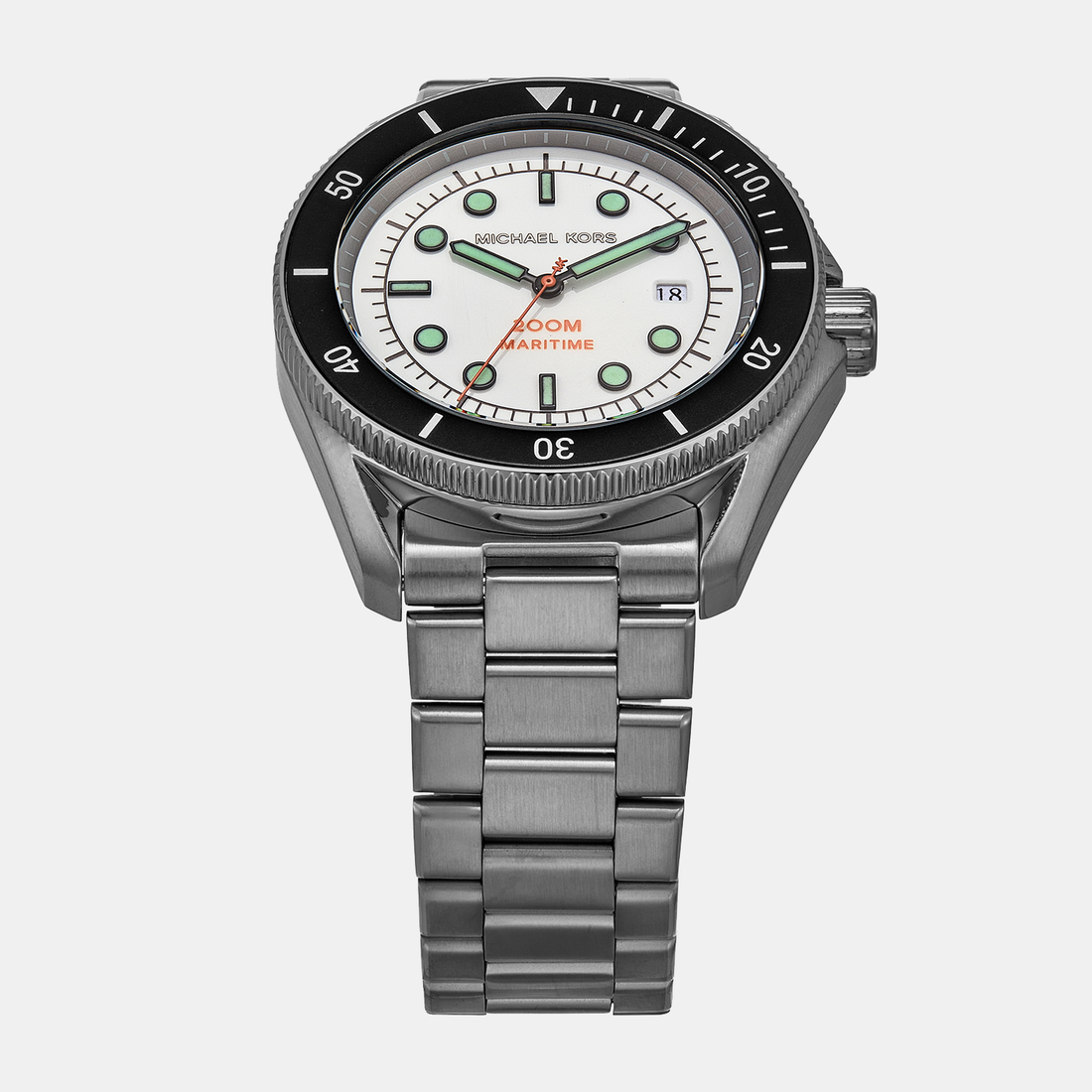 Michael Kors Maritime Three-Hand White Dial Grey Steel Strap Watch for Men - MK9163