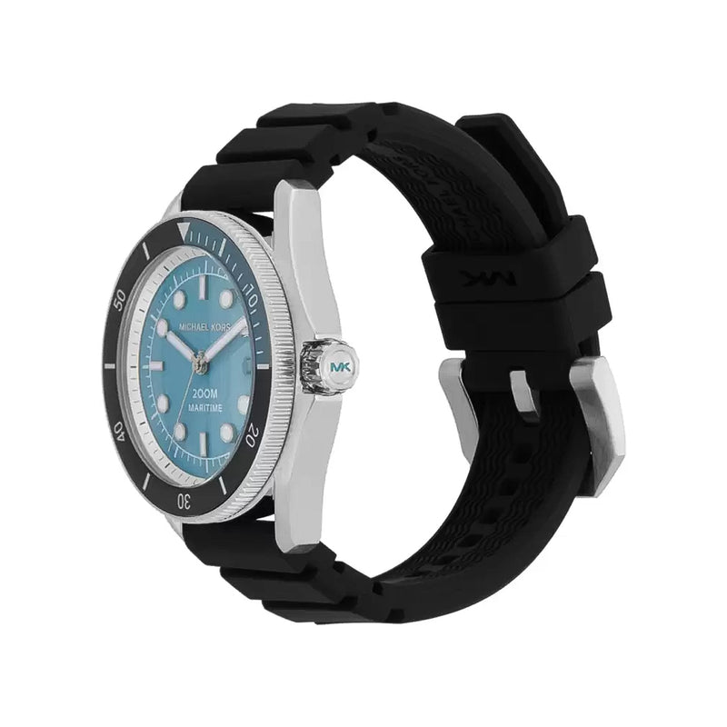 Michael Kors Maritime Three Hand Blue Dial Black Silicone Strap Watch for Men - MK9167