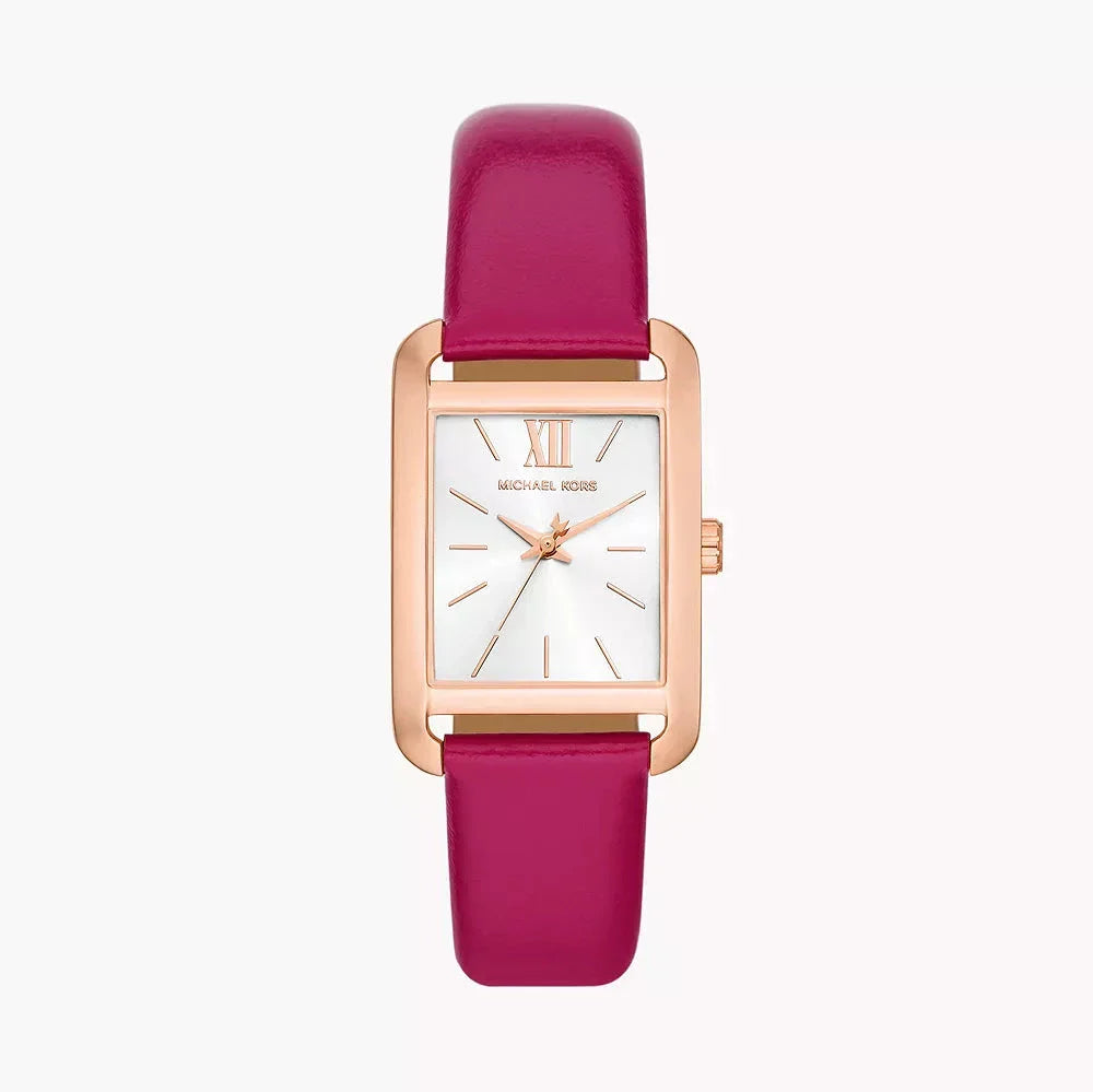 Michael Kors Monroe Three Hand White Dial Pink Leather Strap Watch for Women - MKO1029