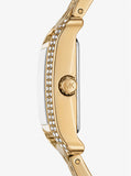 Michael Kors Monroe Pave Crystals White Dial Gold Steel Strap Watch for Women - MKO1034