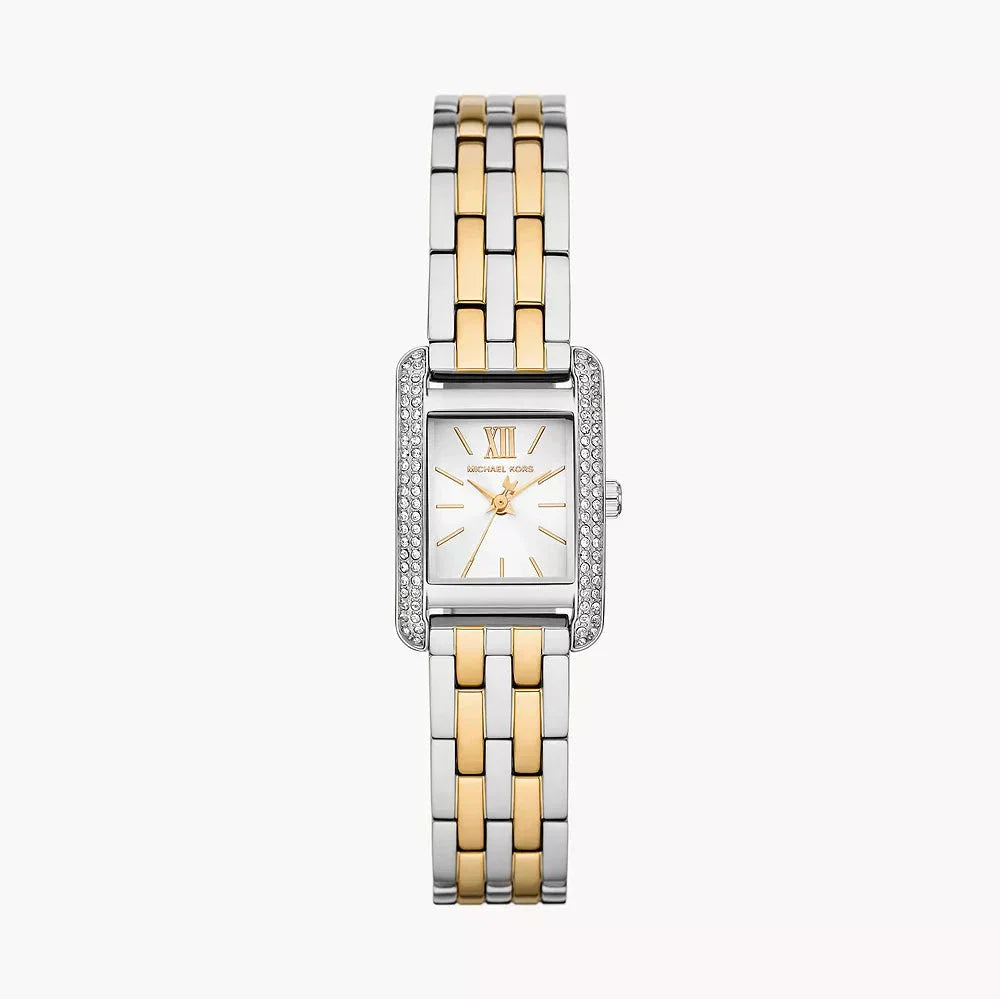 Michael Kors Three-Hand White Dial Two Tone Steel Strap Watch for Women - MKO1035