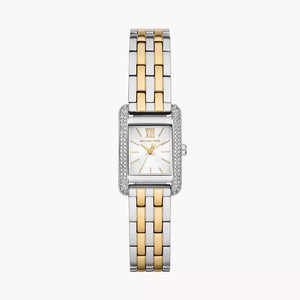 Michael Kors Three-Hand White Dial Two Tone Steel Strap Watch for Women - MKO1035