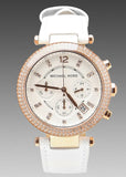 Michael Kors Parker White Diamonds Dial White Leather Strap Watch for Women - MK2281