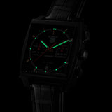 Tag Heuer Monaco Automatic Chronograph Black Dial Black Leather Strap Watch for Men - CBL2180.FC6497