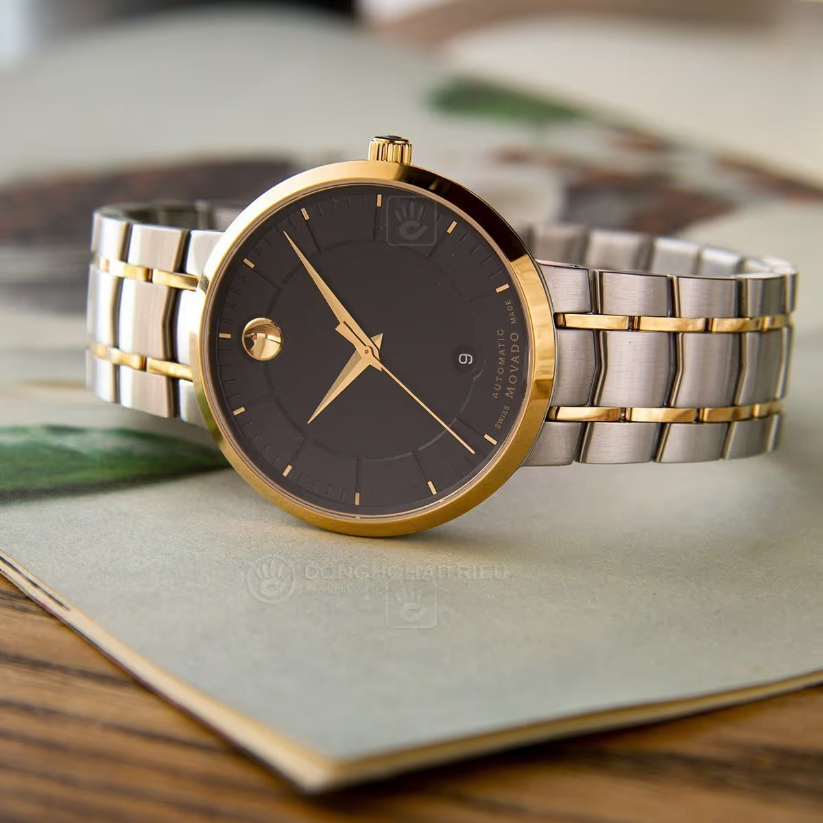 Movado 1881 Automatic Black Dial Two Tone Steel Strap Watch For Men - 0606916