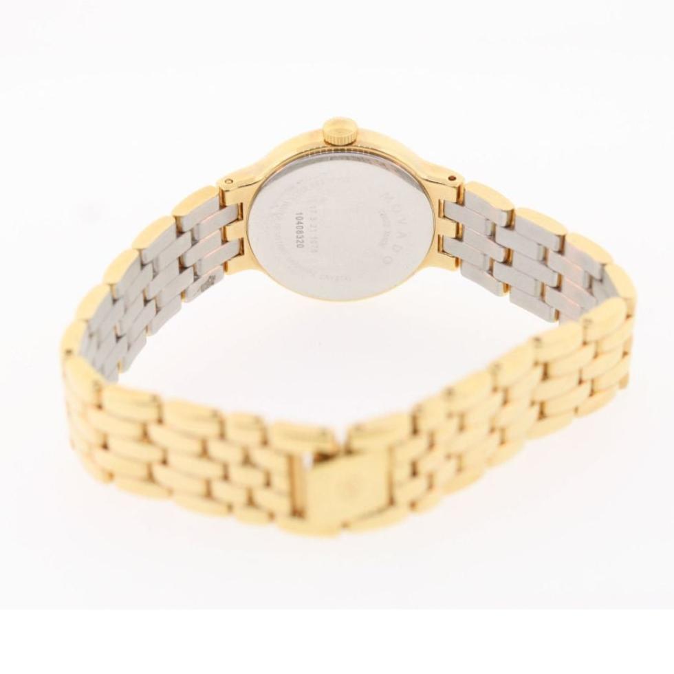 Movado Veturi Black Dial Gold Steel Strap Watch for Women - 0606935