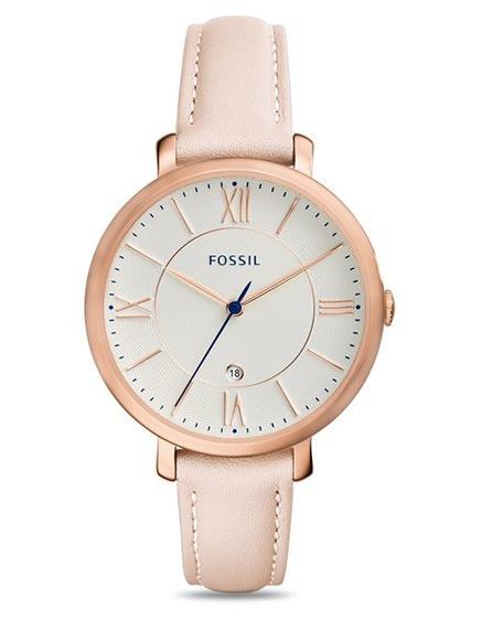 Fossil Jacqueline White Dial Pink Leather Strap Watch for Women - ES3988