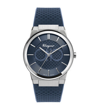 Salvatore Ferragamo Sapphire Blue Dial Blue Rubber Strap Watch for Men - SFHP00120