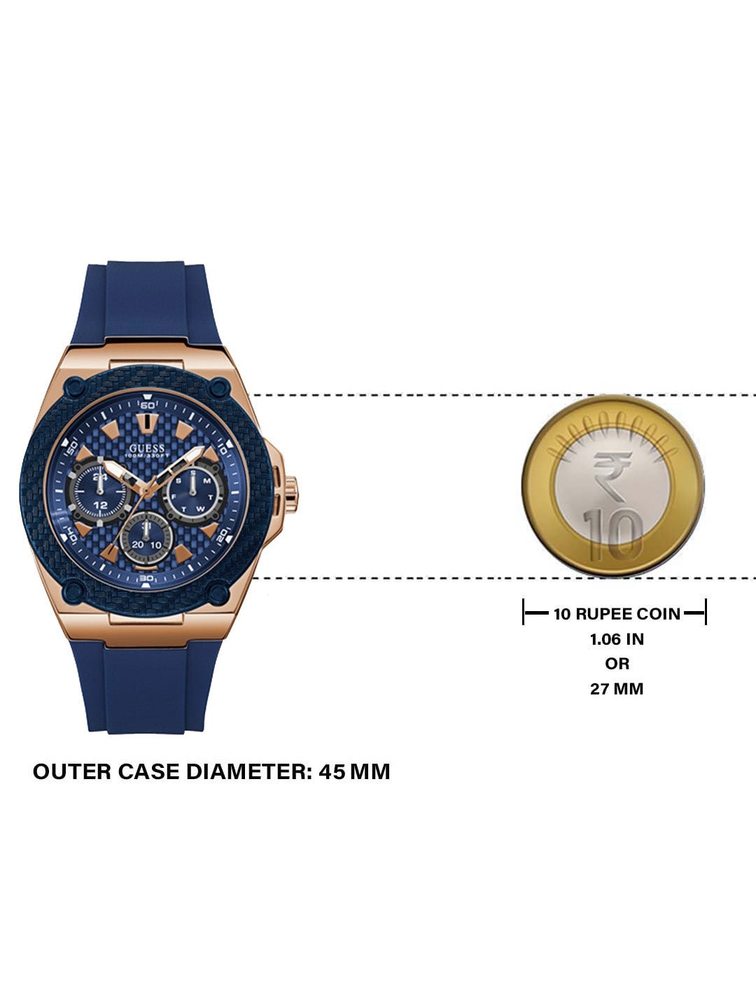 Guess Legacy Blue Dial Blue Silicone Strap Watch For Men - W1049G2