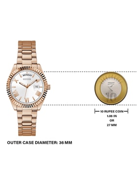 Guess Luna White Dial Rose Gold Steel Strap Watch for Women - GW0308L3