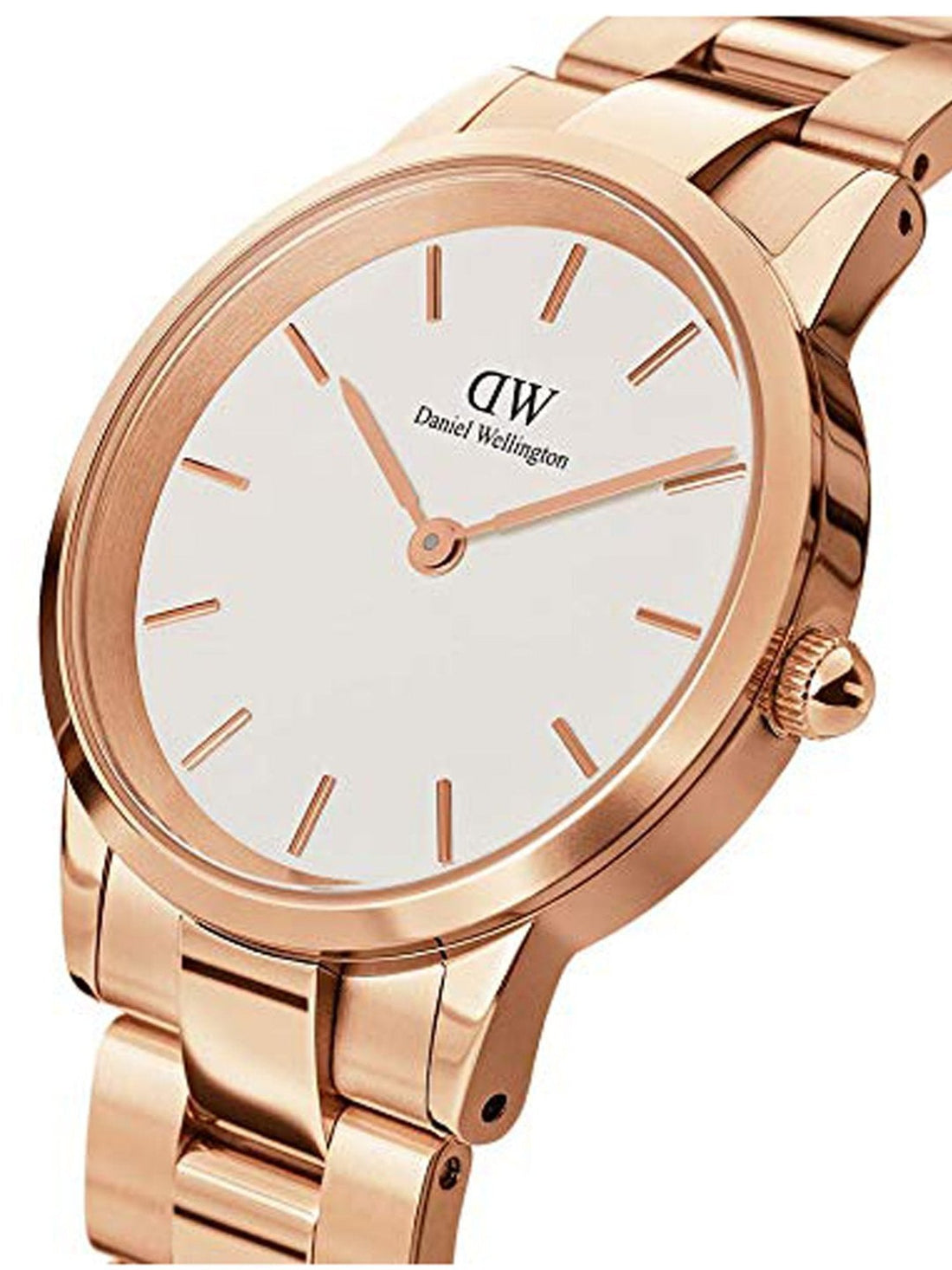 Daniel Wellington Iconic Link White Dial Gold Steel Strap Watch For Men - DW00100343