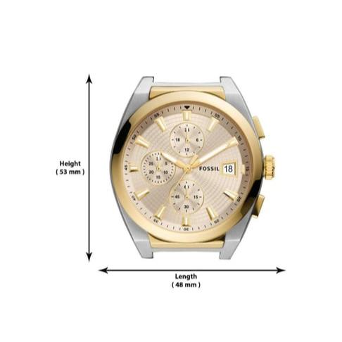 Fossil Everett Chronograph Gold Dial Two Tone Steel Strap Watch for Men - FS5796