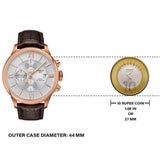 Tissot Des Tourelles Chronograph Silver Dial Brown Leather Strap Watch For Men - T099.427.36.038.00