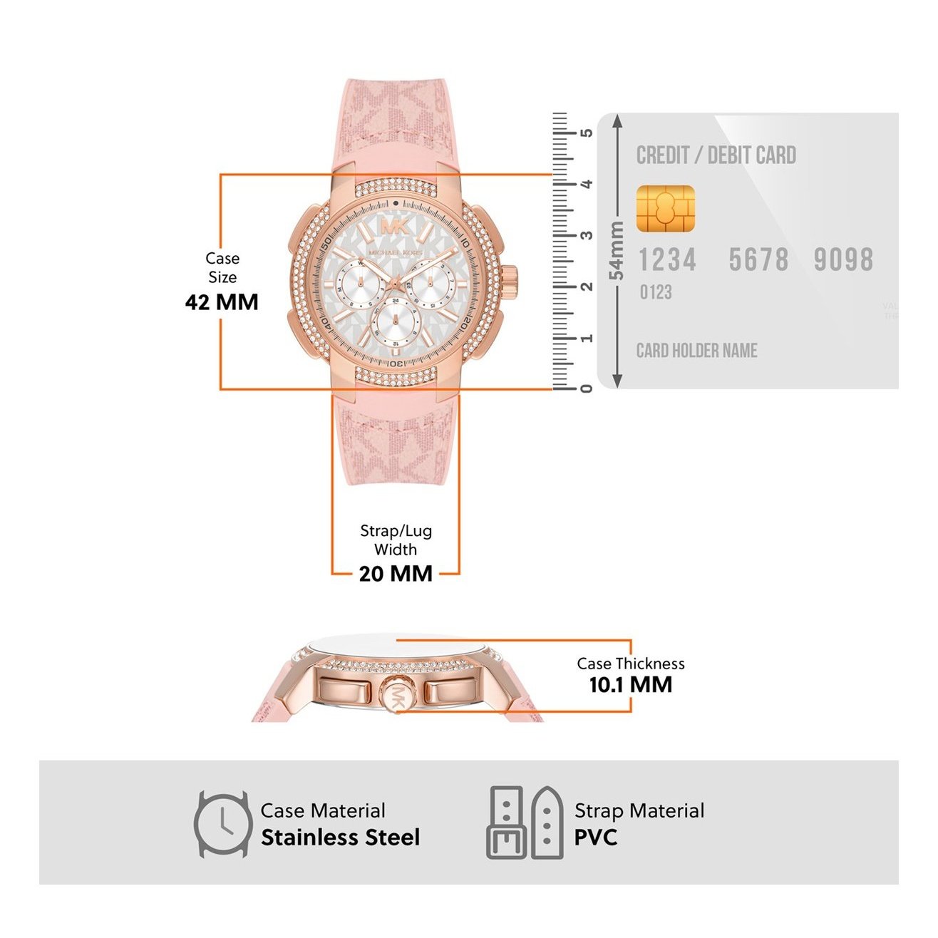 Michael Kors Sidney Multifunction White Dial Pink Silicone Strap Watch For Women - MK7222