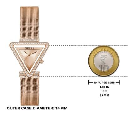 Guess Fame Diamonds Rose Gold Dial Rose Gold Mesh Bracelet Watch for Women - GW0508L3