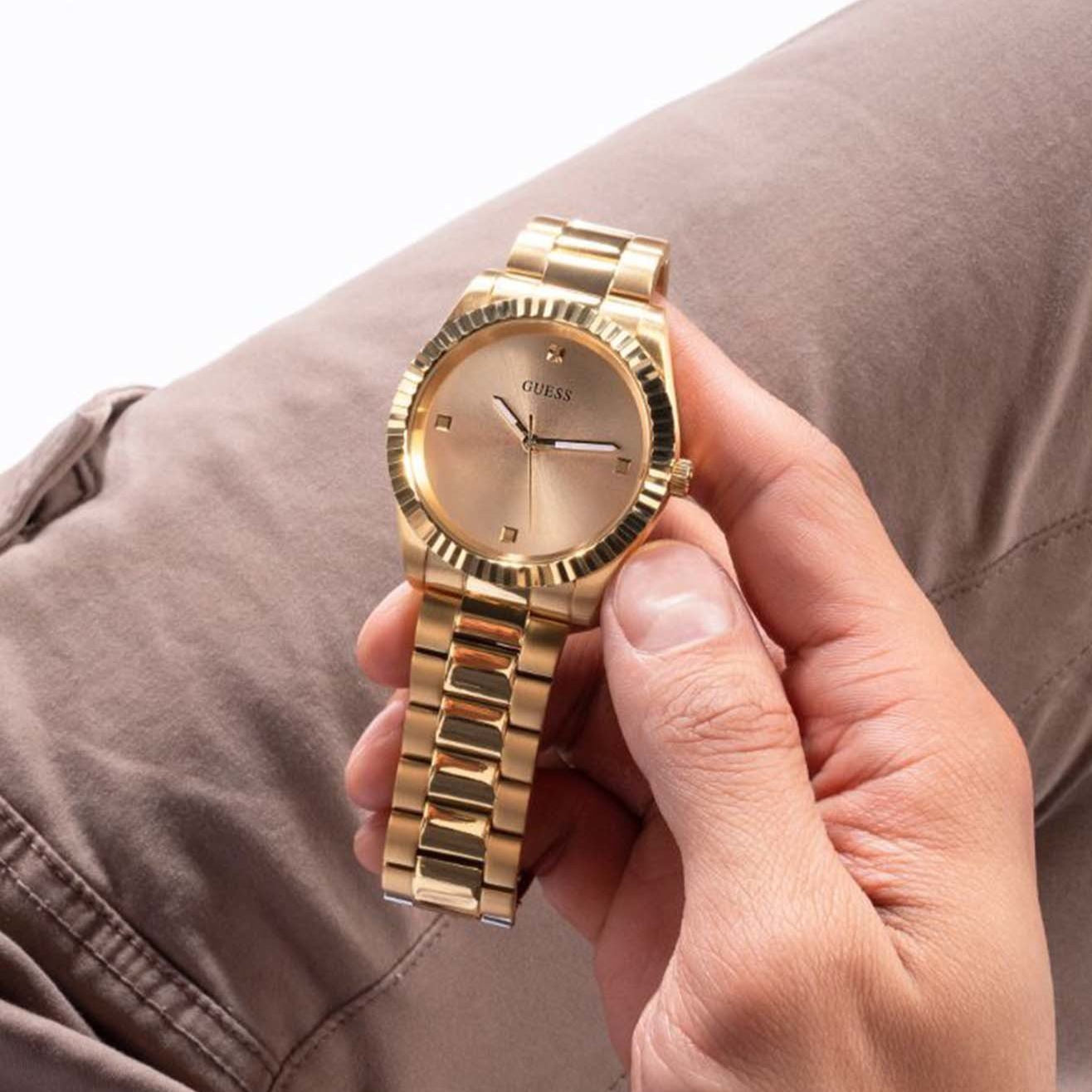 Guess Connoisseur Analog Gold Dial Gold Steel Strap Watch For Men - GW0542G2