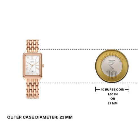 Fossil Raquel Three Hand Date White Dial Rose Gold Steel Strap Watch For Women - ES5271