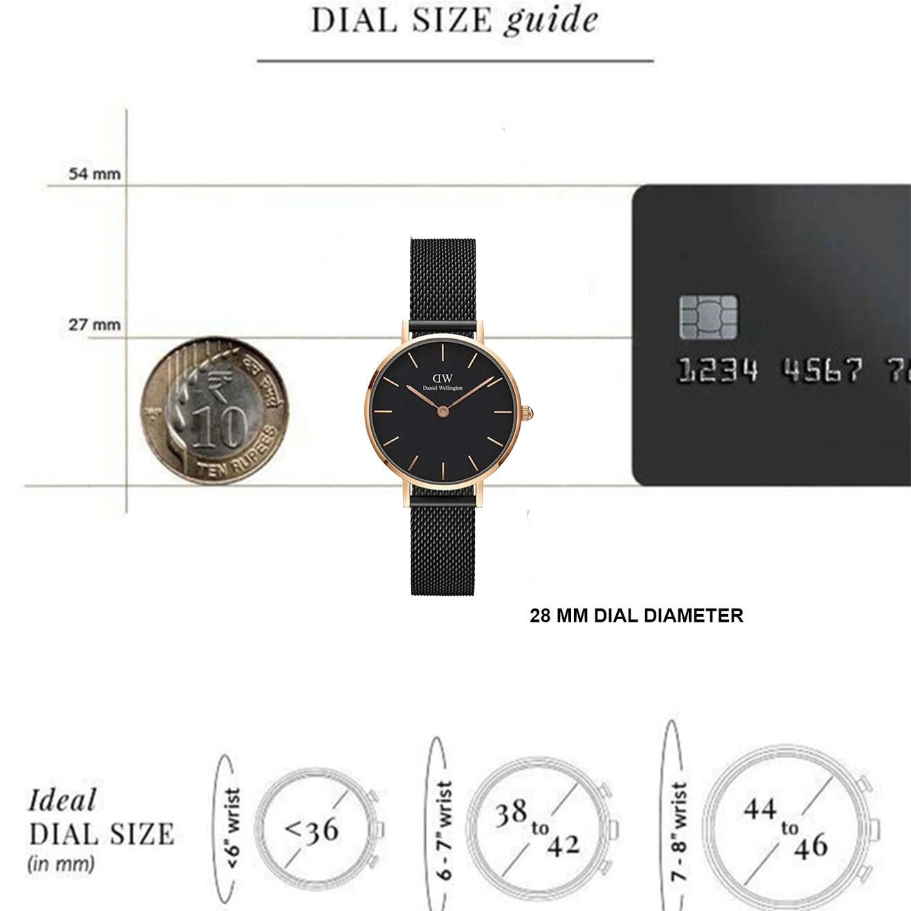 Daniel Wellington Petite Ashfield Black Dial Black Mesh Strap Watch For Women - DW00100245