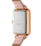 Daniel Wellington Quadro Pressed Mother of Pearl Pink Dial Pink Leather Strap Watch For Women - DW00100508
