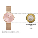 Daniel Wellington Petite Melrose Pink Dial Rose Gold Mesh Strap Watch For Women - DW00100367
