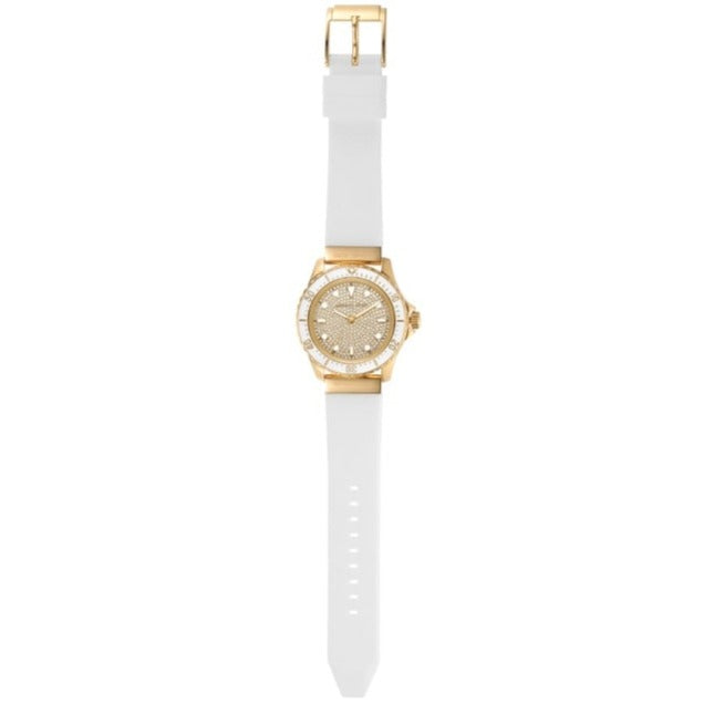 Michael Kors Everest Analog Gold Dial White Silicone Strap Watch For Women - MK7357