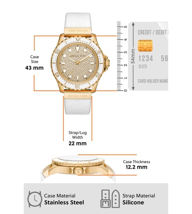 Michael Kors Everest Analog Gold Dial White Silicone Strap Watch For Women - MK7357