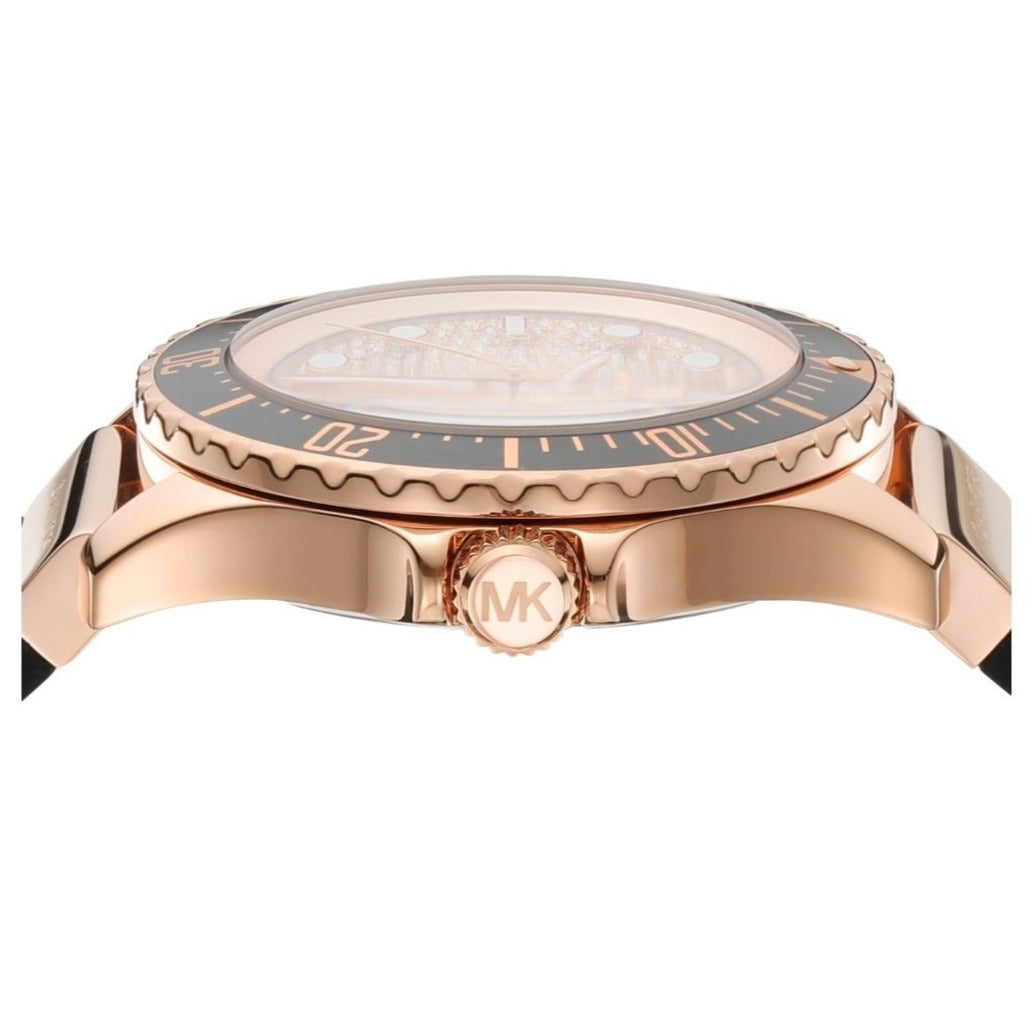 Michael Kors Everest Analog Rose Gold Dial Black Silicone Strap Watch For Women - MK7358