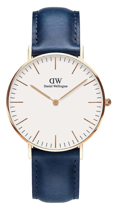 Daniel Wellington Classic Somerset White Dial Blue Leather Strap Watch For Women - DW00100123