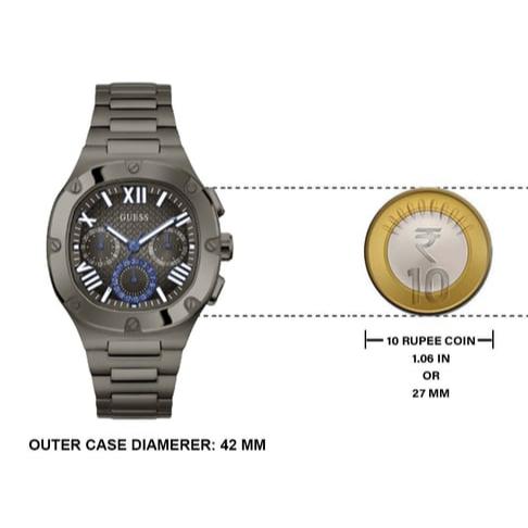 Guess Headliner Quartz Black Dial Grey Steel Strap Watch For Men - GW0572G5