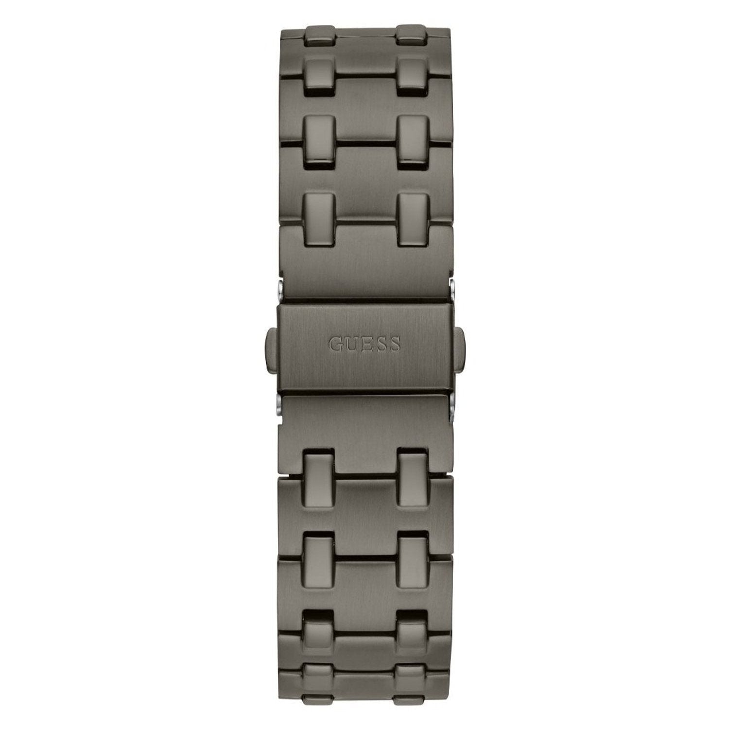 Guess Asset Quartz Red Dial Black Steel Strap Watch For Men - GW0575G5