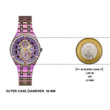 Guess Allara Quartz Purple Dial Purple Steel Strap Watch For Women - GW0604L4
