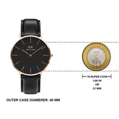 Daniel Wellington Classic Sheffield Black Dial Black Leather Strap Watch For Men - DW00100127