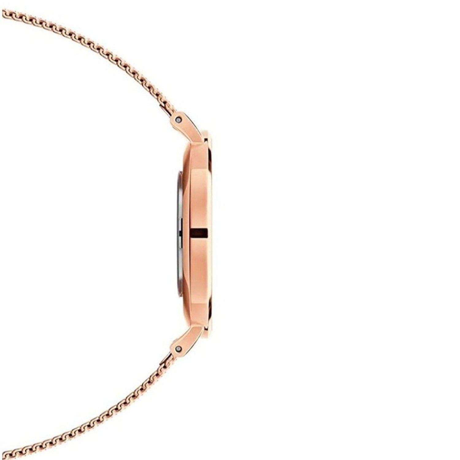 Daniel Wellington Petite Melrose Black Dial Rose Gold Mesh Strap Watch For Women - DW00100303