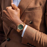 Daniel Wellington Iconic Link Emerald Green Dial Rose Gold Steel Strap Watch For Women - DW00100419