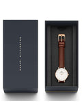 Daniel Wellington Classic Petite St Mawes White Dial Brown Leather Strap Watch For Women - DW00100231
