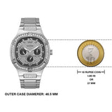 Guess Duke Glitz Black Dial Silver Steel Strap Watch For Men - GW0576G1