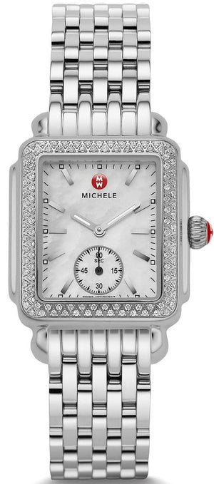 Michele Deco Mother of Pearl Dial Silver Steel Strap Watch For Women - MWW06V000001