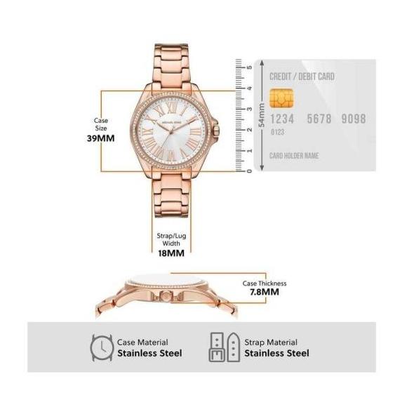 Michael Kors Kacie Three-Hand White Dial Rose Gold Steel Strap Watch for Women - MK4853