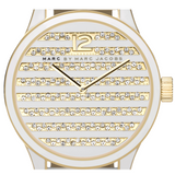 Marc Jacobs Lidia Stripe White Dial White Leather Strap Watch for Women - MBM1164