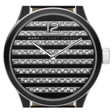Marc Jacobs Lidia Stripe Glitz Black Dial Black Leather Strap Watch for Women - MBM1166