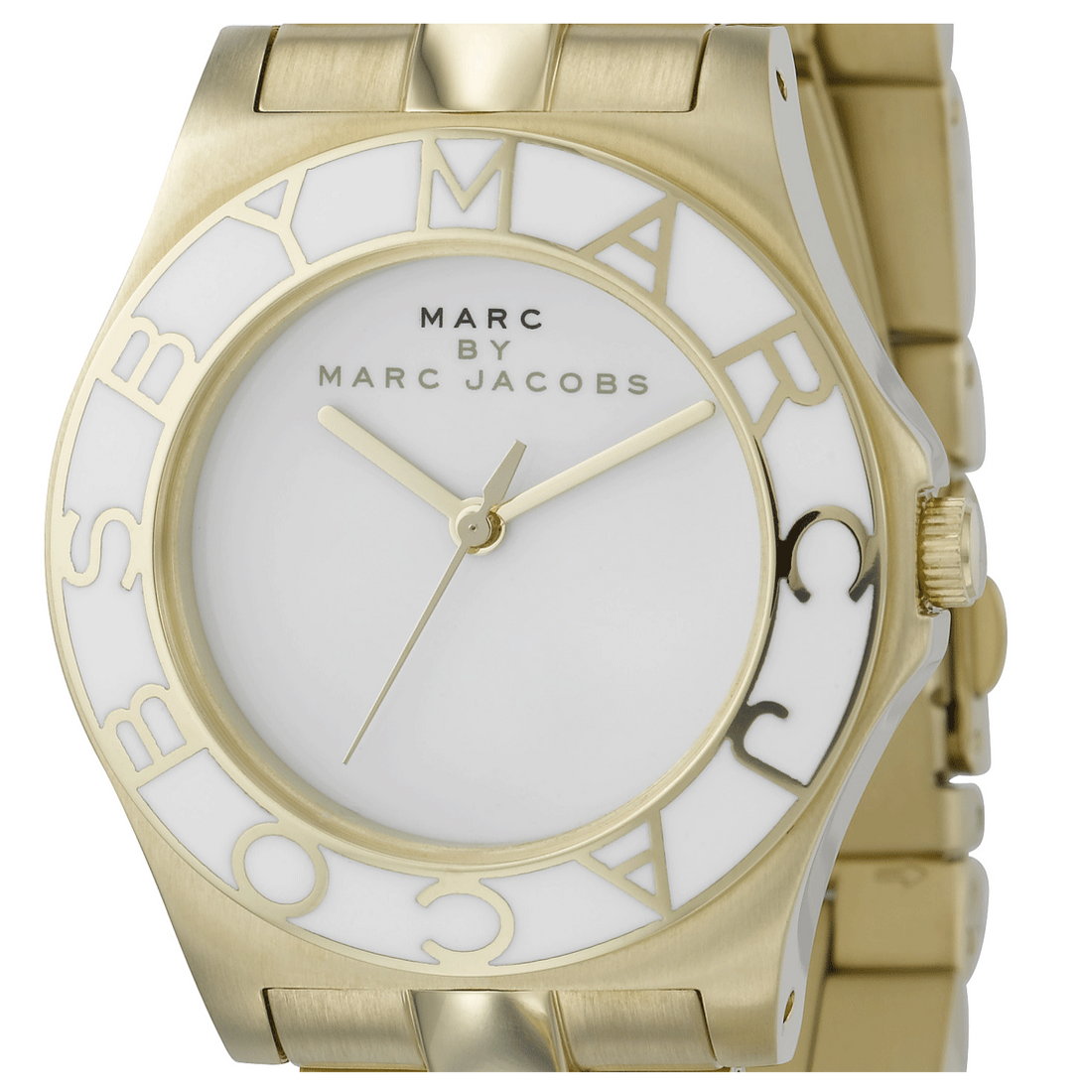 Marc Jacobs Blade White Dial Gold Steel Strap Watch for Women - MBM3050